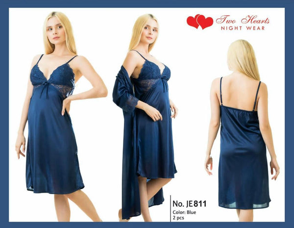 Women’s Satin Nighty Set (2-Piece | Blue)