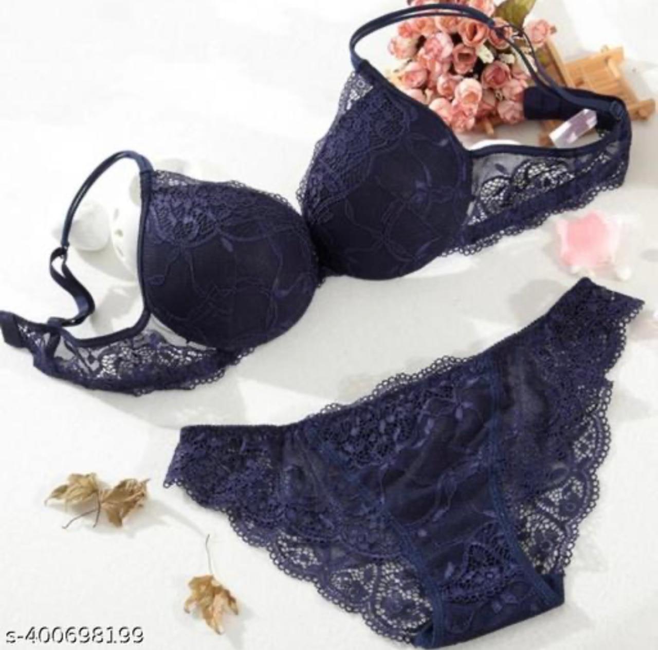 Midnight Bloom Lace Lingerie Set